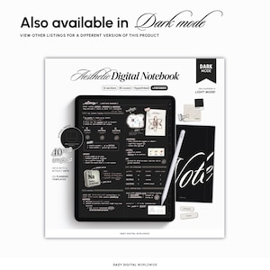 AESTHETIC Digital Notebook | 50 LIGHT Templates | Hyperlinked Sections | GoodNotes Notability | Minimal Student iPad Note Templates Android image 8
