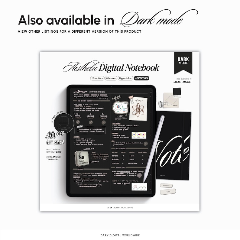 AESTHETIC Digital Notebook | 50 LIGHT Templates | Hyperlinked Sections | GoodNotes Notability | Minimal Student iPad Note Templates Android image 8
