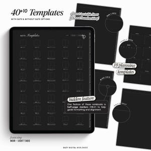 Caderno Digital MODO ESCURO | 50 Modelos | Seções com Hiperlinks | GoodNotes Notability | Modelos de Notas Minimalistas para iPad e Android imagem 2