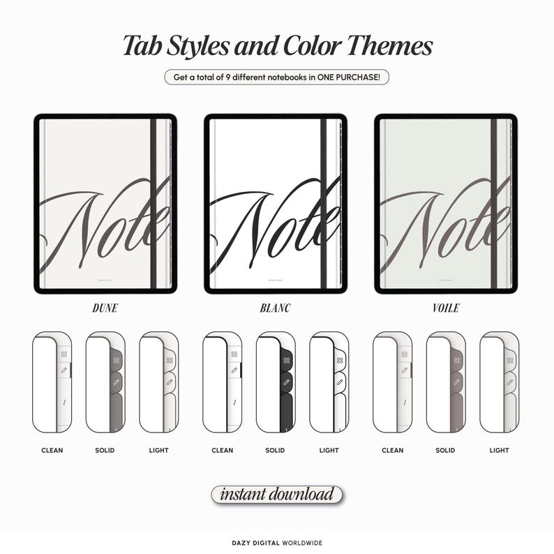 AESTHETIC Digital Notebook | 50 LIGHT Templates | Hyperlinked Sections | GoodNotes Notability | Minimal Student iPad Note Templates Android image 3
