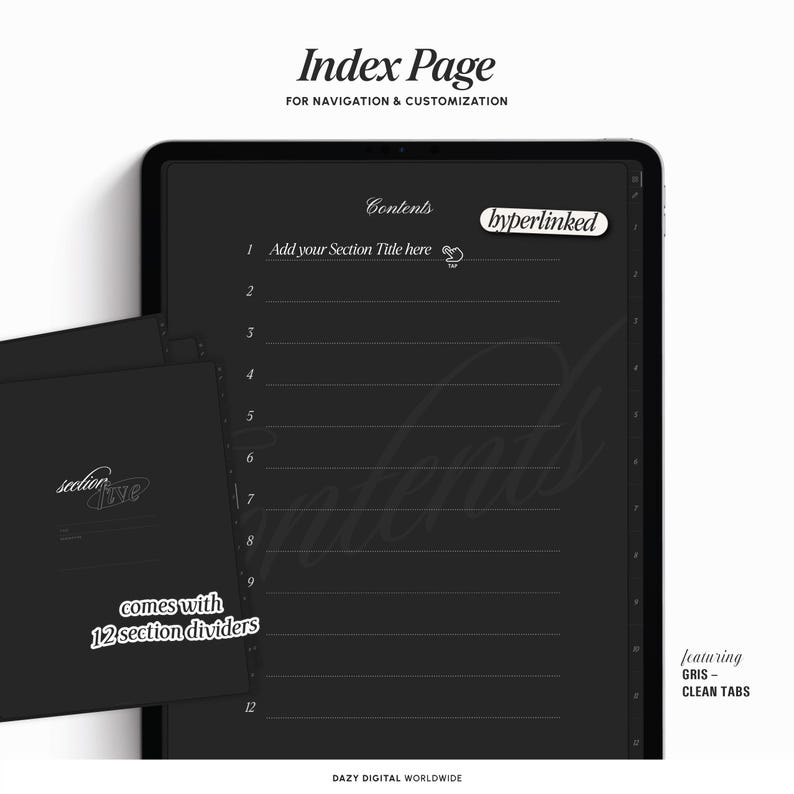 Caderno Digital MODO ESCURO | 50 Modelos | Seções com Hiperlinks | GoodNotes Notability | Modelos de Notas Minimalistas para iPad e Android imagem 4