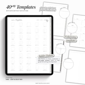 AESTHETIC Digital Notebook | 50 LIGHT Templates | Hyperlinked Sections | GoodNotes Notability | Minimal Student iPad Note Templates Android image 2