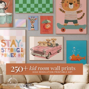 Bundle of 250 Nursery Prints - Kids Room Wall Art Collection - Baby Room Decor - Playful Animal Prints - Eclectic Nursery Wall Art