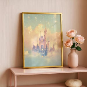 Floating Castle Dream Wall Art | Pastel Clouds Print | Fairytale Fantasy Decor