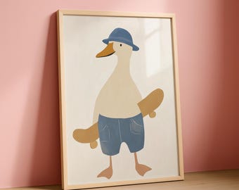 Skateboard Silly Goose Wall Art Printable | Kids Room and Nursery Decor (Digital Download)