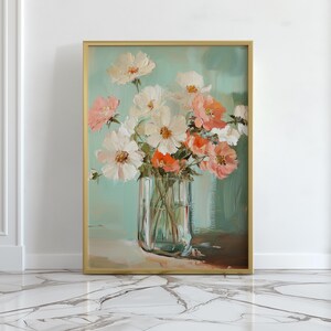 Still Life Cosmos Floral Art Print | Painterly Botanical Garden Still Life Wall Decor