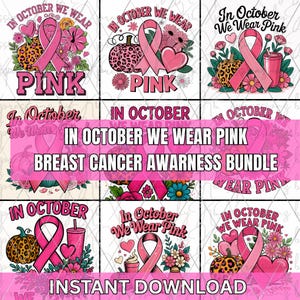Breast Cancer Awareness PNG Bundle: Pink Ribbon Designs (Digital Download