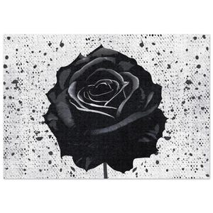Impression d'art rose noire simple, art mural floral foncé, affiche d'éclaboussures de peinture