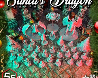 Santa's Dragon 27pc - CHRISTMAS ADVENTURE PACK- D&D Miniatures - DnD Minis, Dungeons and Dragons, Pathfinder, and Role Playing Games