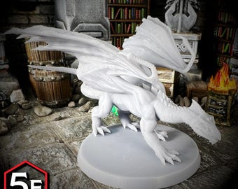 Young White Dragon - Fantasy TTRPG Miniatures - D&D Miniatures - DnD Minis, Dungeons and Dragons, Pathfinder, and Role Playing Games