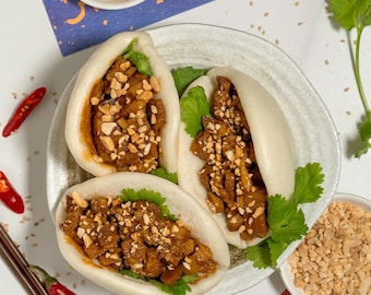 Taiwanesisk Gua Bao Box – Original asiatisk smörgås med fläsk och kryddor | Hantverksmässigt asiatiskt kökskit