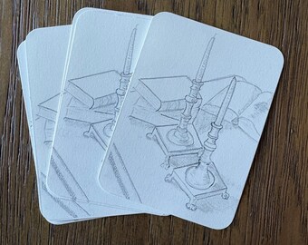 ACEO Art Print Candlestick Still Life | Graphite Pencil Drawing | Mini Collectible Artwork