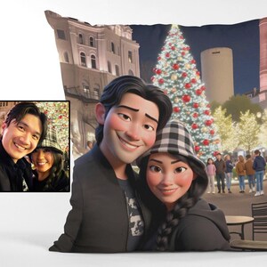 Personalized Pix-art Cartoon Pillow, Family Portrait Painting, Recreate Photo Pix-art Style, Anime Customs, Caricature Gift, Couples Gift