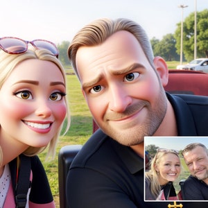 Pix-Art Couple Cartoon Portrait, Custom Digital Art, Cartoon Portrait from Photo, Unique Gift for Couples, Valentines Gift For Her, For Him