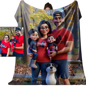 Personalized Pix-art Family Portrait Blanket, Caricature Disneyland, Digital Prints, Cartoon Sketches, Custom Portrait for Home & Gifts