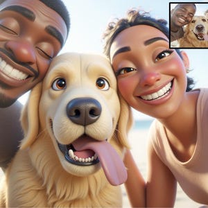 Pix-Art Family and Pet Cartoon Portrait, Custom Digital Art, Personalized High-Quality Illustration for Printing, Unique Gift Idea Fun