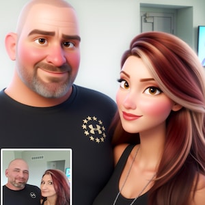 Pix-Art Couple Cartoon Portrait, Custom Digital Art, Cartoon Portrait from Photo, Unique Gift for Couples, Valentines Gift For Her, For Him