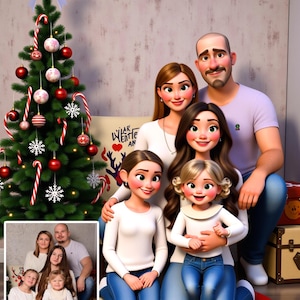 Pix-Art Custom Family Portrait, Cartoon Portrait Download, Family Pic from Photo, Personalized Drawings for Families, Gifts For Her, For Him
