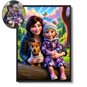 Pix-art Custom Cartoon Poster, Family Portrait Illustration, Personalized Drawing, Caricature Style, Unique Digital Art Print