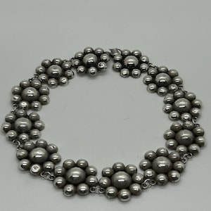 Taxco Vintage Mexican Sterling Silver Flower Link Necklace