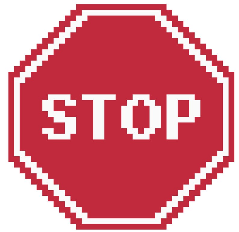 Puede incluir: Una se&ntilde;al de stop octogonal roja con borde blanco y la palabra "STOP" en letras blancas.
