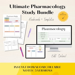 Ultimate Pharmacology Notes -Bundle Nursing Student Template Study Kit - Fillable Pharmacology Templates - Nursing Study Resources