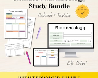 Ultimative Arznei-Notizen - Bundle-Krankenpflege-Studenten-Vorlagen-Lernkit - Ausfüllbare Pharmakologie-Vorlagen - Pflegestudien-Ressourcen