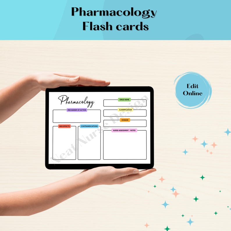 Pastel Pharmacology Flash Cards for Nursing Students - Printable Study Guide - Easy to Use ...