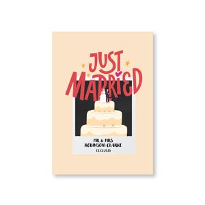 Carte de mariage Polaroid Cake Just Married Cake (noms personnalisés)