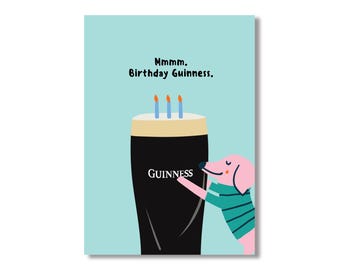 Mmmm Tarjeta de Feliz Cumpleaños Guinness (Hasta a los perros les encanta Guinness)