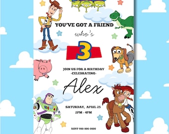 Toy Story Third Birthday Invitation, Toddler Birthday Invitation, Toy Story Birthday Invitation, Third Birthday Invitation, Boy Birthday