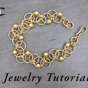 May include: Gold chain bracelet with small round beads. Jewellery Tutorial.