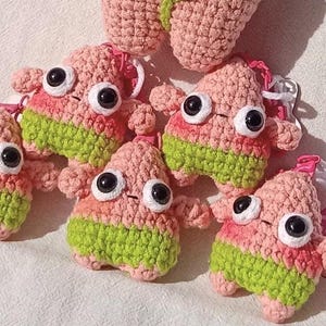 Crochet Mini Patrick Amigurumi Keychain