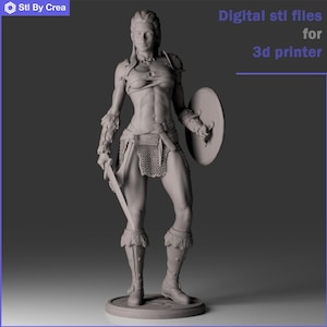 Famale Gladiator STL 3D Model For 3D Printing