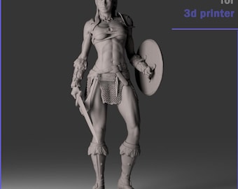Famale Gladiator STL 3D Model For 3D Printing