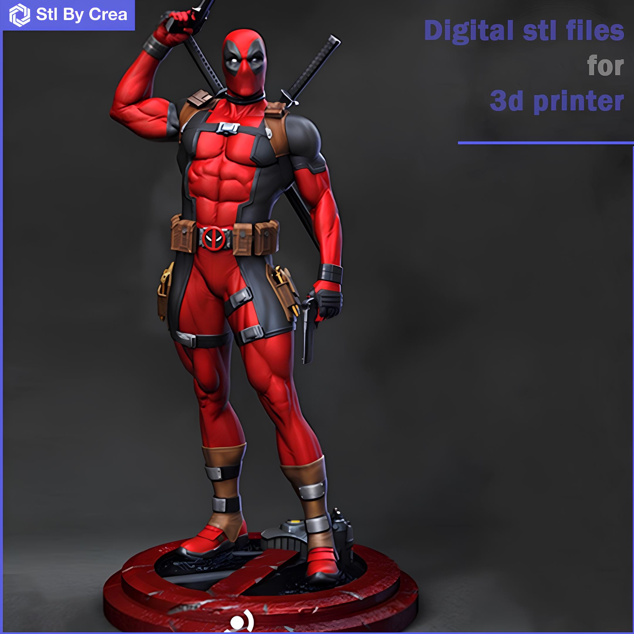 figurine Deadpool imprimé 3d hauteur de 60 cm peinture fait a la main figurine Deadpool imprimé 3d hauteur de 60 cm peinture fait a la main