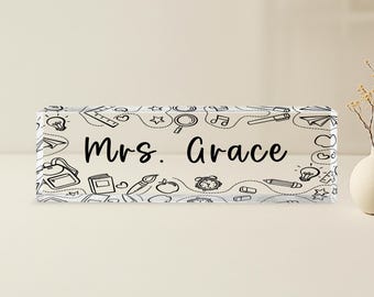 Personalized Teacher Desk Name Plate, Custom Name Plaque for Teacher, Teacher Appreciation Gift, Classroom Desk Sign, Teacher Desk Decor