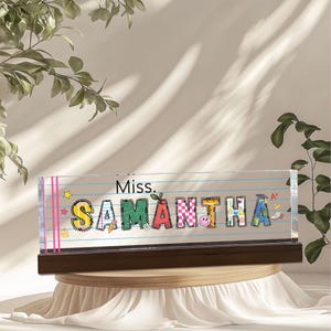 Custom Acrylic Desk Name Plate, Personalized Name Plate, Teacher Name Plate, Back to School Gift, Custom Teacher Gift, Name Sign for Desk