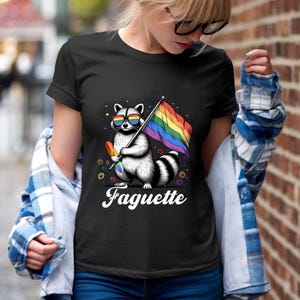 Faguette Funny LGBT Shirt, Goose with Baguette Pride Tee, Rainbow Flag Pride Month T-Shirt, Queer Humor Gift, French Gay Meme Shirt