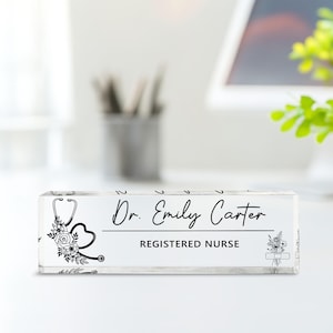 Personalized Doctor Desk Name Plate, Custom Acrylic Office Name Sign, Executive Desk Name Plate, Medical Professional Office Decor