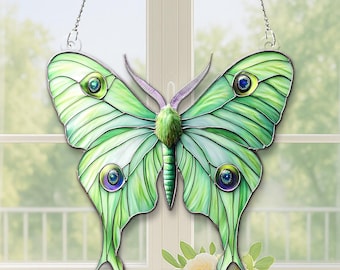 Spanish Luna Moth Acrylic Suncatcher, Butterfly Window Hanging, Modern Home Decor, Unique Christmas Gift, Gift for Mom