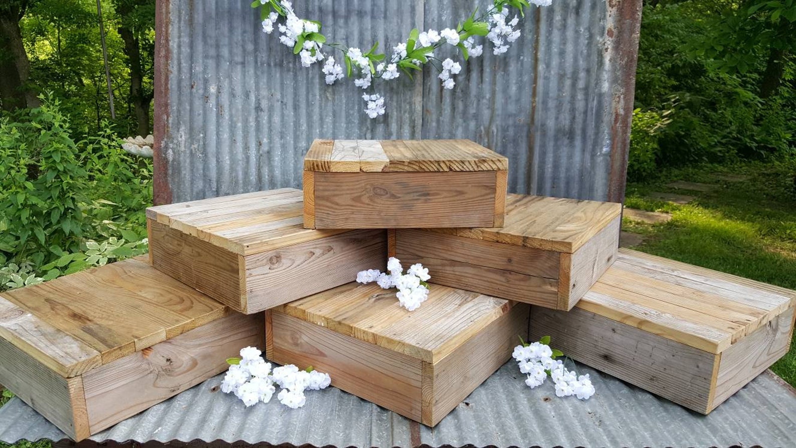6 Rustic Cake Stand boxes 14x14 READY TO SHIP/ rustic wedding Etsy