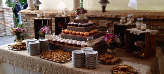 4 Tier Rustic Cupcake Stands Wedding Decor Cupcake Stand Etsy