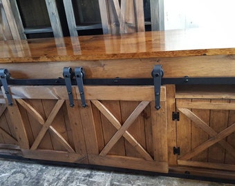 Rustic Sliding Barn Door TV Stand: Farmhouse Media Console