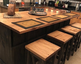 Rustic Kitchen Island Bar: Sliding Barn Doors, Trash Can Slide Out