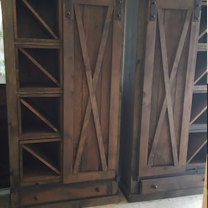 Rustic Sliding Barn Door Cabinet: Farmhouse Pine Furniture