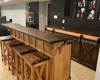 rustic bar / kitchen island / man cave bar / basement furniture / bar furniture Free bar stools / kitchen island cabinet / rustic furniture