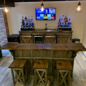 man cave bar & back bar/ bar furniture Free bar stools / kitchen island bar cabinet / fathers day gift for him / rustic farmhouse furniture