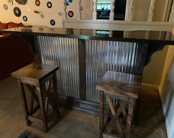 man cave bar / kitchen island bar cabinet furniture w/ sliding barn doors / country furniture / farmhouse furniture /  rustic furniture