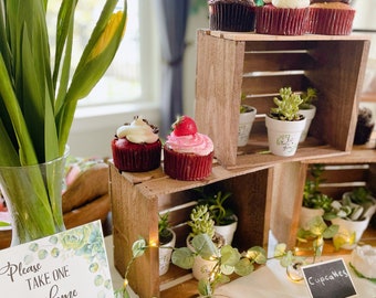 6 Rustic cupcake Stand  8x8, wedding crates , rustic wedding wood cake stand , rustic wedding , wedding decorations , crates